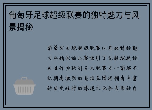 葡萄牙足球超级联赛的独特魅力与风景揭秘